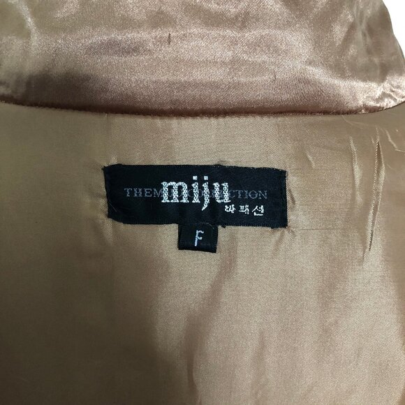 Light Copper Color Satiny Jacket with Embroidered Flowers and faux fur trim - Picture 14 of 14